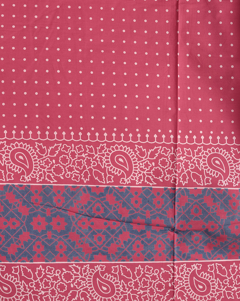 Red Polka Dots Screen Print Cotton Poplin Fabric ( Width 56 Inch )